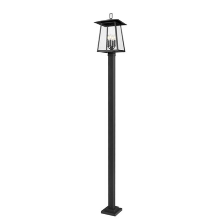 Z-Lite Rainer 4 Light Outdoor Post Mounted Fixture, 13.5in. W x 116.75in. H, Black 5015PHBS-536P-BK